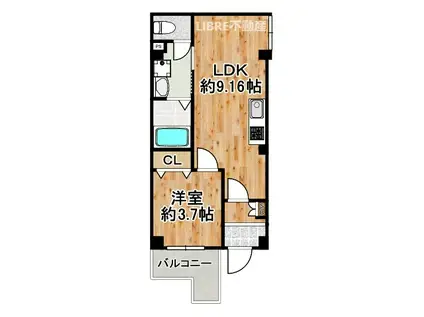 MARE大正(1LDK/2階)の間取り写真