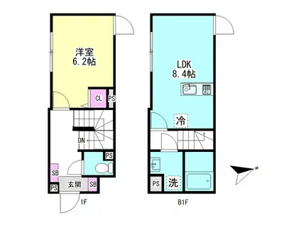 グランファーロ下北沢(1LDK/1階)の間取り写真
