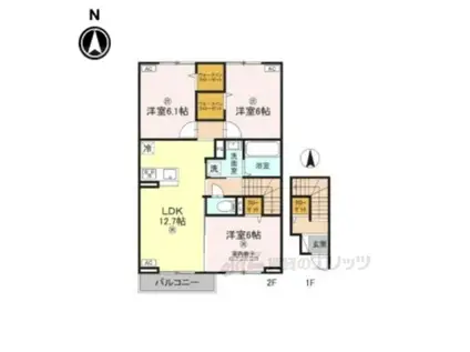 サニーヒロ2(3LDK/2階)の間取り写真