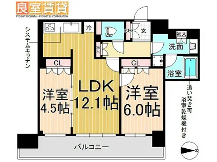 ナゴヤセンタータワー(2LDK/3階)の間取り写真