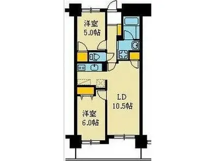 スカイヒルズST白水沢(2LDK/4階)の間取り写真