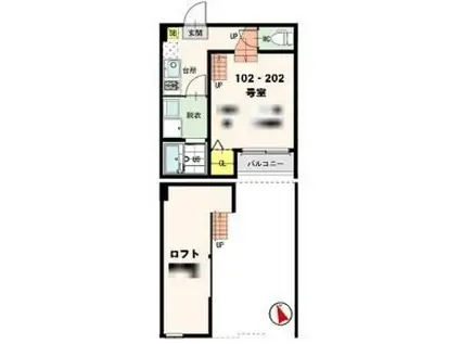 カシミール長町(1K/1階)の間取り写真