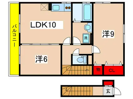フローラ(2LDK/2階)の間取り写真