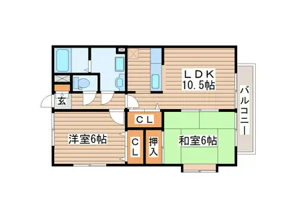 プレールI(2LDK/3階)の間取り写真
