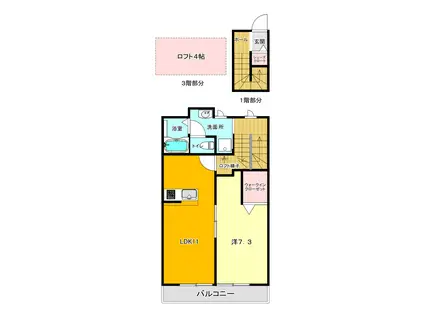 モデルノ久地(1SLDK/2階)の間取り写真