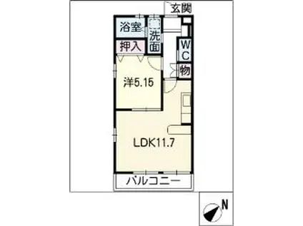 K2プラティー(1LDK/1階)の間取り写真