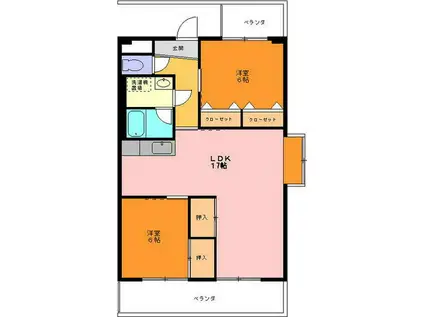 ニコーマンション(2LDK/2階)の間取り写真