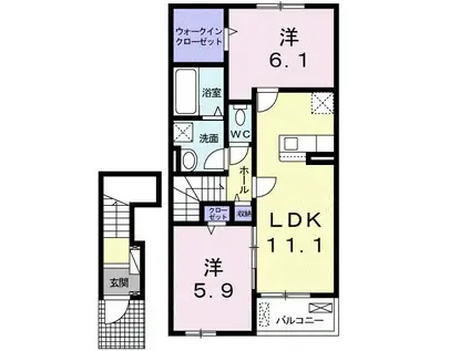 カーサ・セレノ II(2LDK/2階)の間取り写真