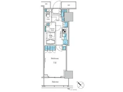 パークアクシス滝野川ラ ブリーズ(1K/7階)の間取り写真