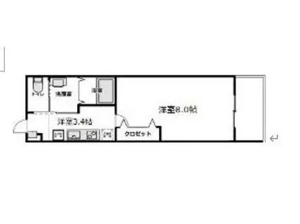 エステート野立(1K/3階)の間取り写真