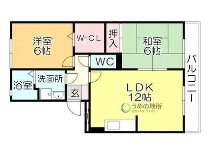 ペイサージュ上津(2LDK/3階)の間取り写真