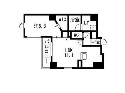 ポルタニグラサウス(1LDK/7階)の間取り写真