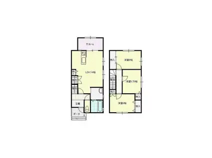 ピサリ福岡D棟(3LDK/1階)の間取り写真