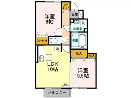 サン ガーデン(2LDK/1階)の間取り写真