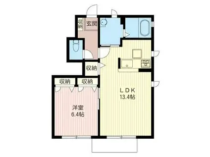 グリーンアローII(1LDK/1階)の間取り写真