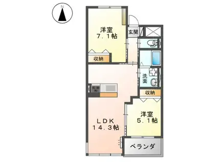 サンライズ亀甲II(2LDK/3階)の間取り写真