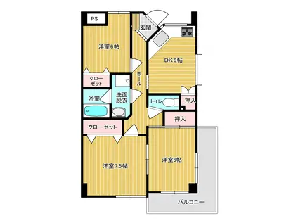 メゾンタケウチII(3DK/2階)の間取り写真