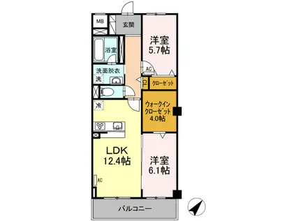 イーストタウン巽(2LDK/6階)の間取り写真
