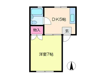 ユニオンハイツ(1DK/2階)の間取り写真