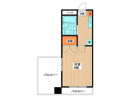 サンハウス(1K/3階)の間取り写真