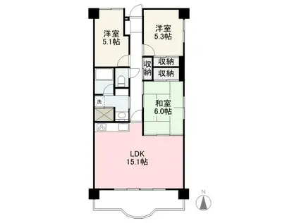 プレジールマンション11(3LDK/4階)の間取り写真