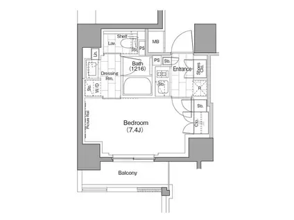 ザ・パークハビオ浅草駒形(1K/8階)の間取り写真