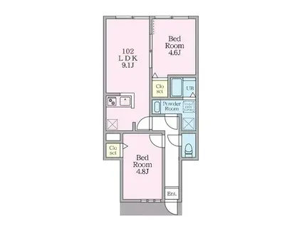 AZ石川台(2LDK/1階)の間取り写真