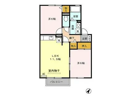 セジュール福西(2LDK/2階)の間取り写真