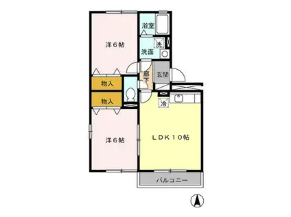 セジュール江越(2LDK/2階)の間取り写真