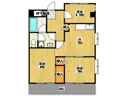 クレール市川(3DK/2階)の間取り写真