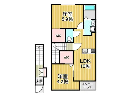 フォルビート ジン(2LDK/2階)の間取り写真