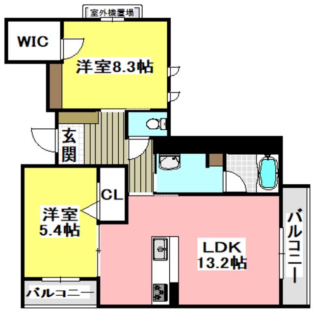 シャーメゾン ラヴィ(2LDK/2階)の間取り写真