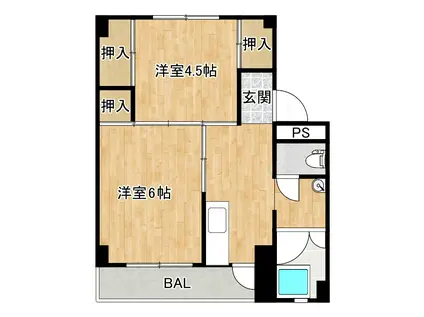 ビレッジハウス今保 2号棟(2K/3階)の間取り写真