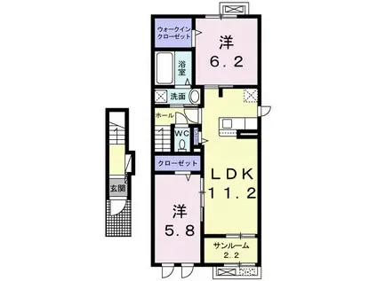 カルマーティII(2LDK/2階)の間取り写真