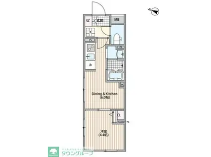 GRANPASEO中野III(1DK/2階)の間取り写真