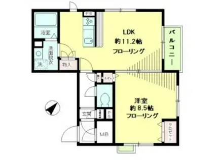 約50平米神宮・表参道1LDK(1LDK/2階)の間取り写真