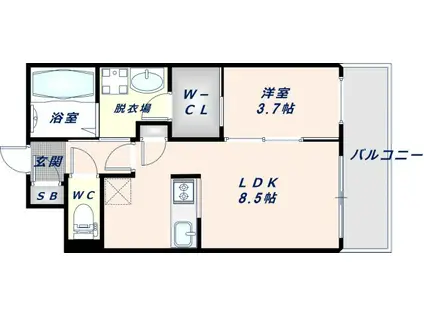 プレサンスNEO長堂アウローラ(1LDK/3階)の間取り写真
