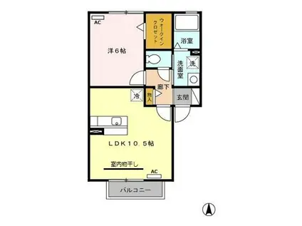 クルールC(1LDK/2階)の間取り写真