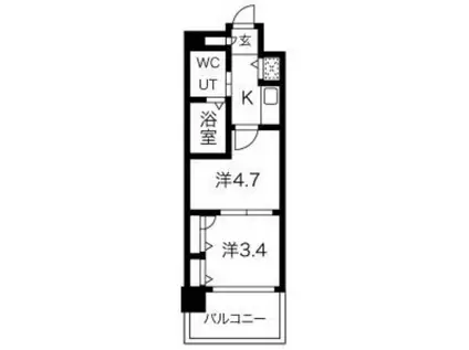 F・PARC 西新(2K/5階)の間取り写真
