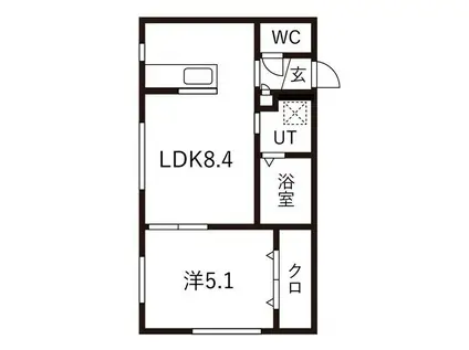 ロワ・コピーヌ(1LDK/1階)の間取り写真