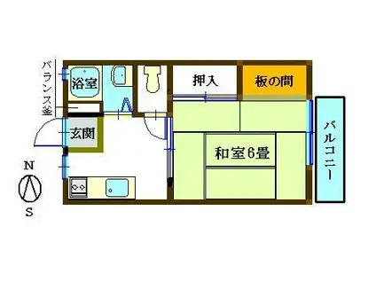 パナハイツニュー芙蓉(1K/2階)の間取り写真