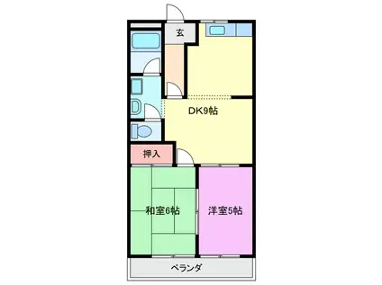 レジデンス道伯 A棟(2DK/1階)の間取り写真