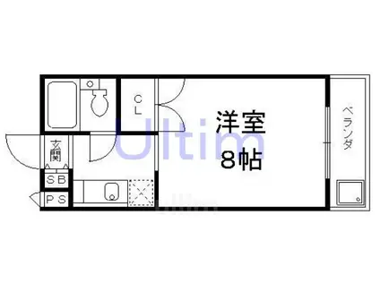 フォレスト深草(1K/2階)の間取り写真