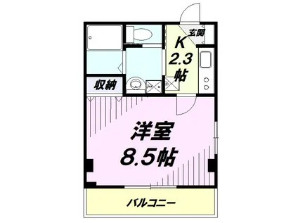 ブリエ国立(1K/2階)の間取り写真