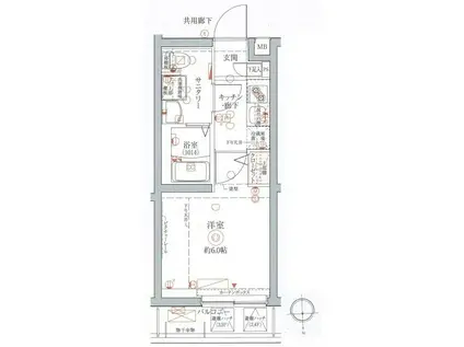 クレヴィスタ北千住(1K/5階)の間取り写真