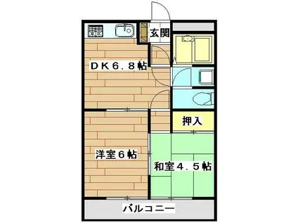 リーベンスハイム大宮(2DK/6階)の間取り写真