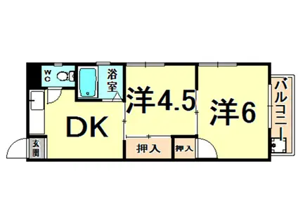 サンハイツ伊丹(2DK/3階)の間取り写真
