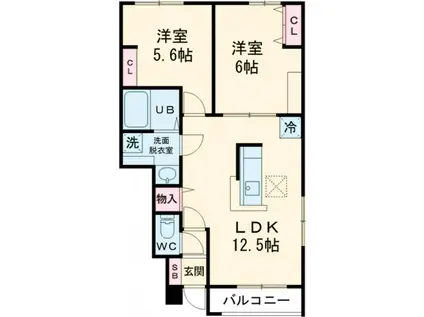 AMABILE(2LDK/1階)の間取り写真