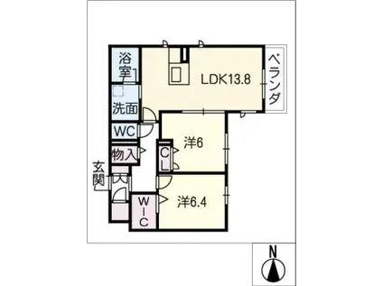 GRANDEL(2LDK/2階)の間取り写真