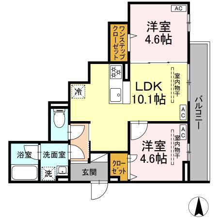 CHARM高倉(2LDK/2階)の間取り写真